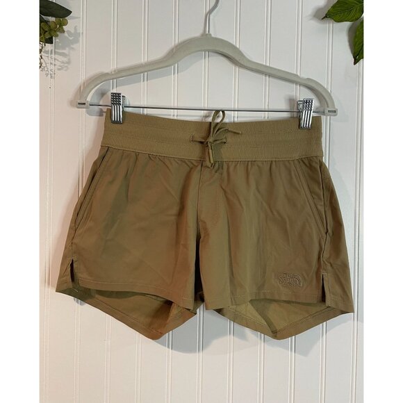 The North Face Womens Aphrodite Motion Shorts XS Kelp Tan FlashDry - Picture 1 of 15